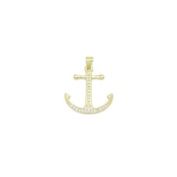 Clear CZ Gold Boat Anchor Charm Pendant, Sku#LK1166