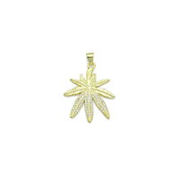 Clear CZ Gold Maple Leaf Charm Pendant, Sku#LK1169