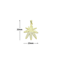 Clear CZ Gold Maple Leaf Charm Pendant, Sku#LK1169