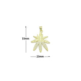 Clear CZ Gold Maple Leaf Charm Pendant, Sku#LK1169