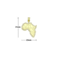 CZ Gold Africa Map Charm Pendant, Sku#LK1171