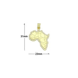 CZ Gold Africa Map Charm Pendant, Sku#LK1171