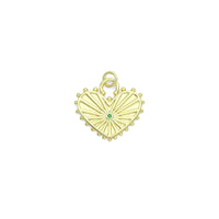 Green CZ Center Heart Lock Charm Pendant, Sku#LK1175