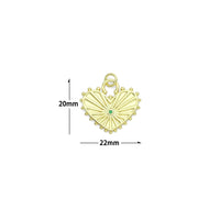 Green CZ Center Heart Lock Charm Pendant, Sku#LK1175