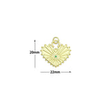 Green CZ Center Heart Lock Charm Pendant, Sku#LK1175