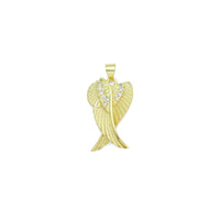 CZ Gold Angel Wings Charm Pendant, Sku#LK1176