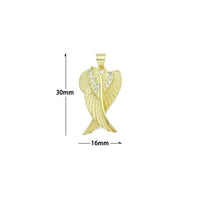 CZ Gold Angel Wings Charm Pendant, Sku#LK1176