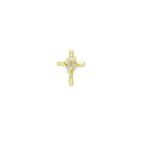 Gold Cross with Oval Crystal Center Charm Pendant, Sku#LK1180