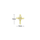 Gold Cross with Oval Crystal Center Charm Pendant, Sku#LK1180