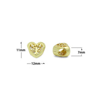 CZ Gold Hollow Out Tree On Heart Big hole Spacer Bead, Sku#LK1186