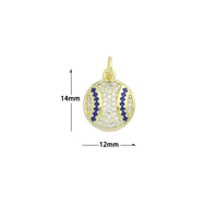 CZ Enamel baseball Charm Pendant, Sku#LK1188