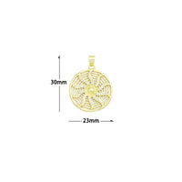 CZ Gold wheel On Spider Web Charm Pendant, Sku#LK1189