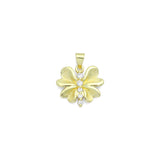 CZ Gold Petal Flower Dragonfly Charm Pendant, Sku#LK1190