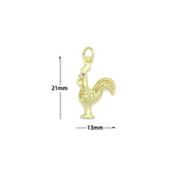 CZ Gold Rooster Charm Pendant, Sku#LK1197