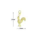 CZ Gold Rooster Charm Pendant, Sku#LK1197