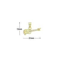 CZ Gold Guitar Charm Pendant, Sku#LK1199