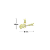 CZ Gold Guitar Charm Pendant, Sku#LK1199