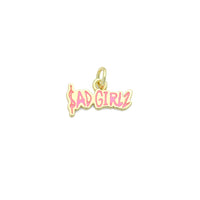 CZ Pink Enamel Gold Letter Charm Pendant, Sku#LK1200