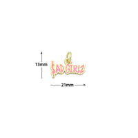 CZ Pink Enamel Gold Letter Charm Pendant, Sku#LK1200