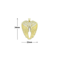 CZ Gold Angel Wings Charm Pendant, Sku#LK1201