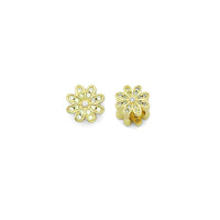 CZ Gold Daisy Flower Large hole Spacer Bead Charm, Sku#LK1202