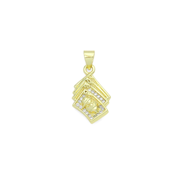 Clear CZ Gold FACE Book  Charm Pendant, Sku#LK1203