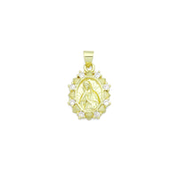 Clear CZ Gold Virgin Mary On Oval Picture Frame Charm Pendant, Sku#LK1204