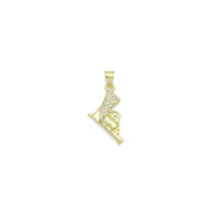 Clear CZ Gold Pistol Gun Charm Pendant, Sku#LK1205