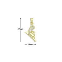 Clear CZ Gold Pistol Gun Charm Pendant, Sku#LK1205