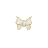 White Enamel Bow Charm Pendant, Sku#LK1206