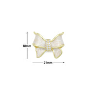 White Enamel Bow Charm Pendant, Sku#LK1206