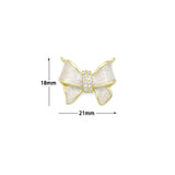 White Enamel Bow Charm Pendant, Sku#LK1206