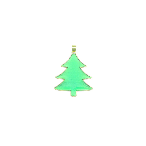 Green Enamel Gold Christmas cedar tree Charm Pendant,Sku#LK1207