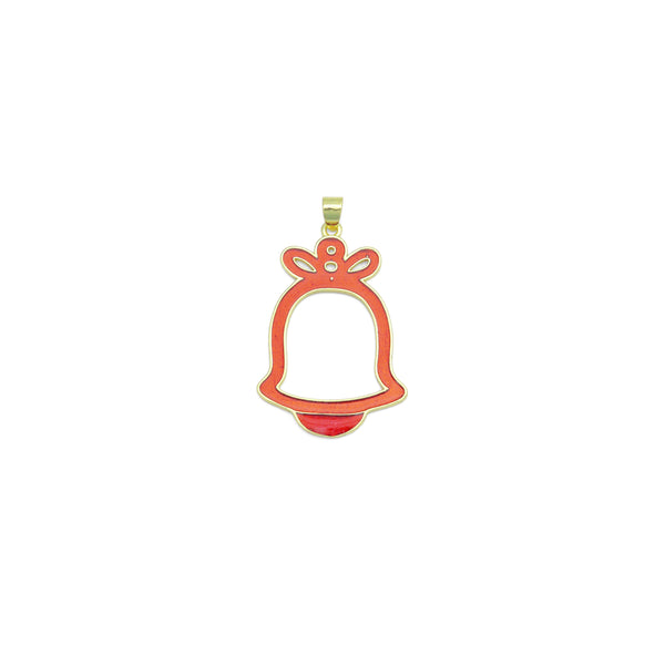 Red Enamel Gold Christmas Bell Charm Pendant,Sku#LK1208