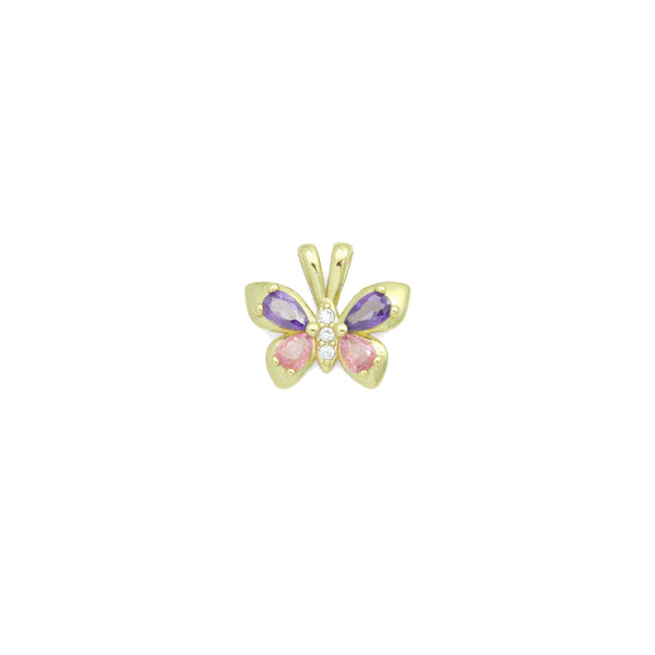 Pink Purple Crystal Gold Butterfly Charm Pendant,Sku#LK1210