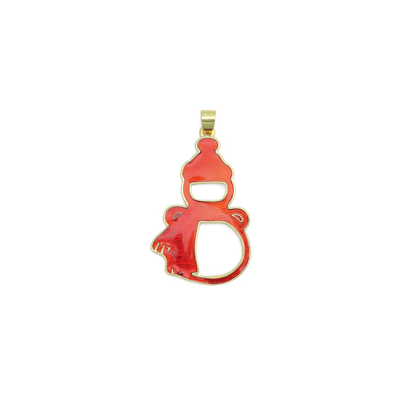 Red Enamel Christmas Snowman Charm Pendant,Sku#LK1211