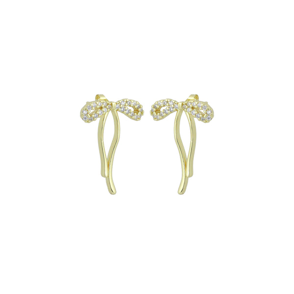 Clear CZ Bowknot Stud Earrings, Sku#LK1218