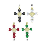 Black Clear Red Green Heart Cross Mary Charm Pendant,Sku#LK1219