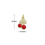 Clear CZ Red Enamel Gold Cherry Charm Pendant,Sku#LK1221