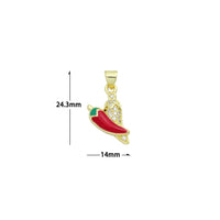 Clear CZ Red Chili Charm Pendant,Sku#LK1222