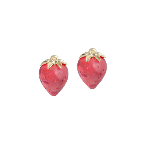 Red Enamel Strawberry Charm Pendant,Sku#LK1227