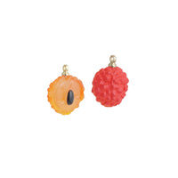 Red Enamel Gold Half Litchi Charm Pendant,Sku#LK1234