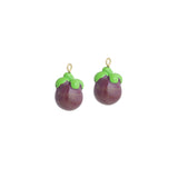 Enamel Gold Purple Mangosteen Charm Pendant,Sku#LK1240