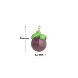 Enamel Gold Purple Mangosteen Charm Pendant,Sku#LK1240