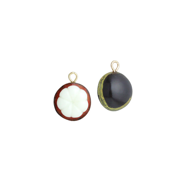 Enamel Gold Half Mangosteen Charm Pendant,Sku#LK1242