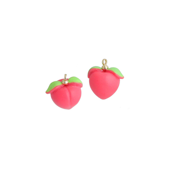 Cute Enamel Gold Pink Peach Charm Pendant, fruit charm, Sku#LK1243