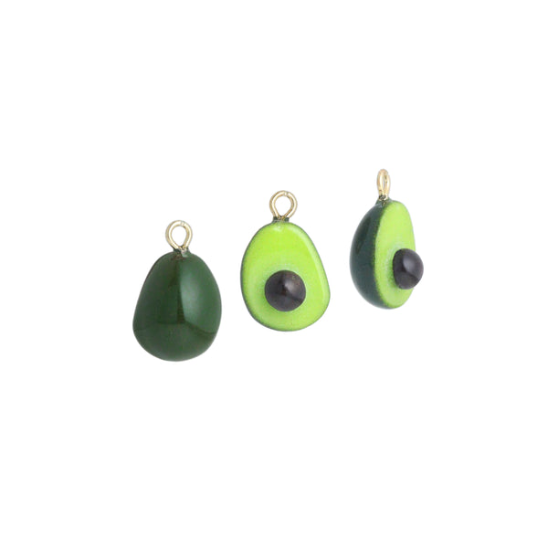 Enamel Gold Half Avocado Charm Pendant,Sku#LK1248