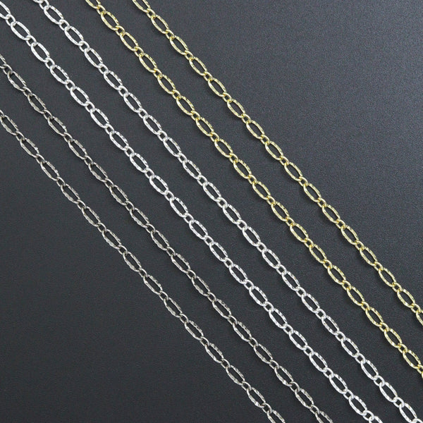 4mm Gold Flat Oval Linked Chain by Yard, Dainty  Delicate Oval Link Chain, Gold Plated Brass Chain, Wholesale Chain, sku#LK124