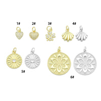 Clear CZ Gold Heart Clover Banana Round Coin Charm Pendant,Sku#LK1254