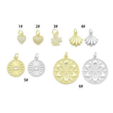 Clear CZ Gold Heart Clover Banana Round Coin Charm Pendant,Sku#LK1254
